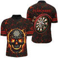 Personalized Fire Flame Skull Magma Pattern Women Darts, Dart League Team |Red