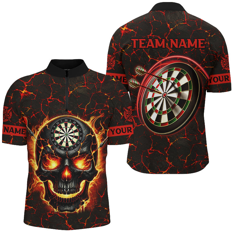 Personalized Fire Flame Skull Magma Pattern Women Darts, Dart League Team |Red