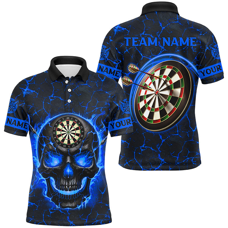 Personalized Fire Flame Skull Magma Pattern Women Darts, Dart League Team |Blue