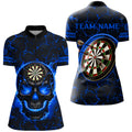 Personalized Fire Flame Skull Magma Pattern Women Darts, Dart League Team |Blue
