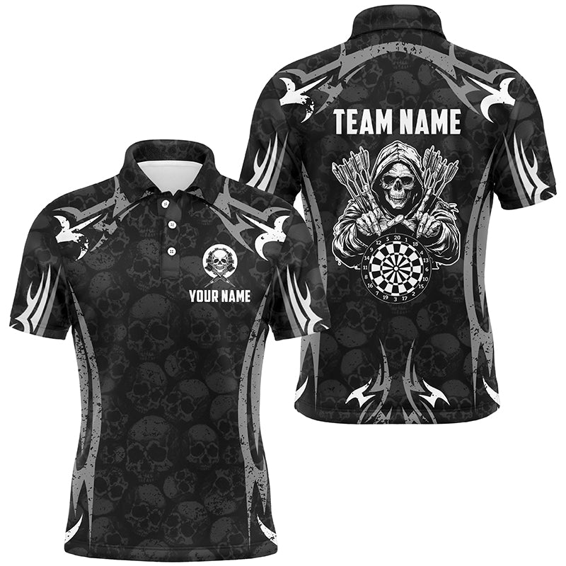 Black Grey Death Skeleton Skull Pattern Custom Darts, Scary Darts Team