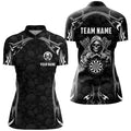 Black Grey Death Skeleton Skull Pattern Custom Darts, Scary Darts Team