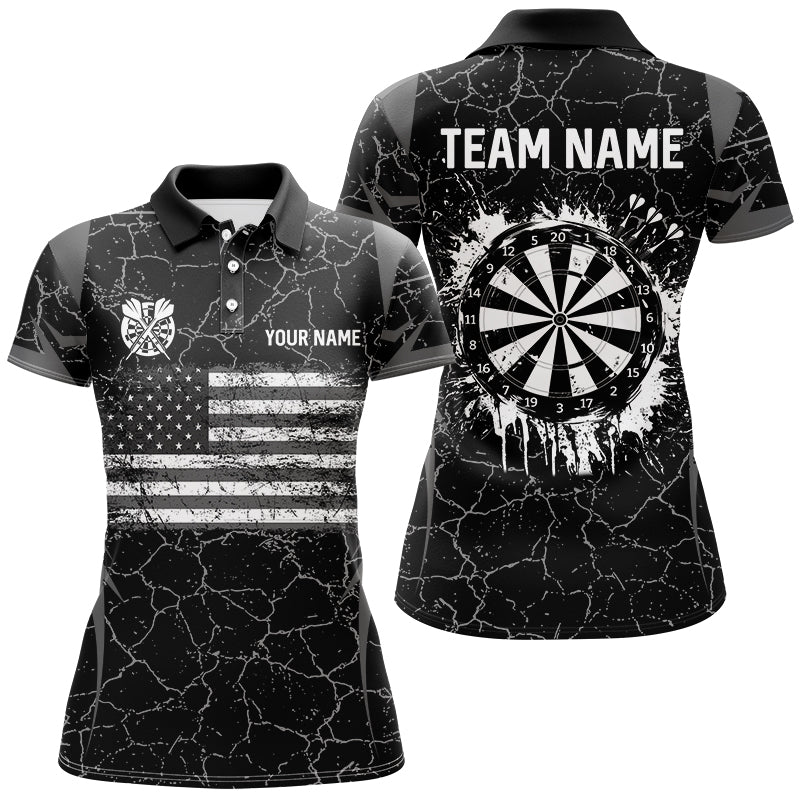 Personalized Black White Retro US Flag Patriotic Men Dart, Crack Pattern Grunge Dart
