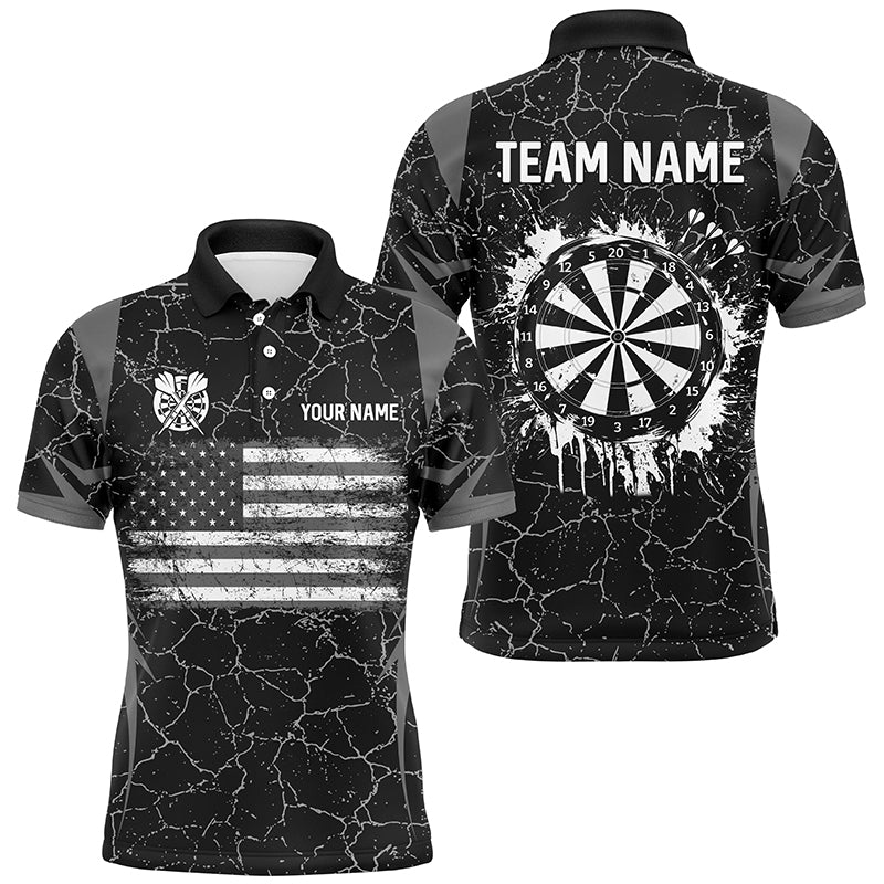Personalized Black White Retro US Flag Patriotic Men Dart, Crack Pattern Grunge Dart