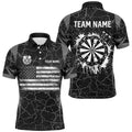 Personalized Black White Retro US Flag Patriotic Men Dart, Crack Pattern Grunge Dart