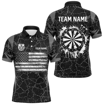 Personalized Black White Retro US Flag Patriotic Men Dart, Crack Pattern Grunge Dart
