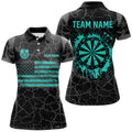 Personalized Turquoise Retro US Flag Patriotic Men Dart, Crack Pattern Grunge Dart
