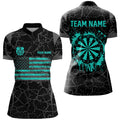 Personalized Turquoise Retro US Flag Patriotic Men Dart, Crack Pattern Grunge Dart