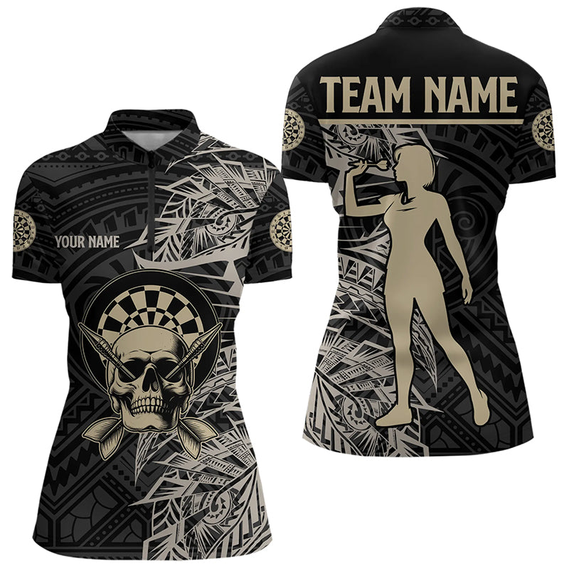 Gold And Black Tribal Pattern Custom Dart, Skull Darts Team Dart
