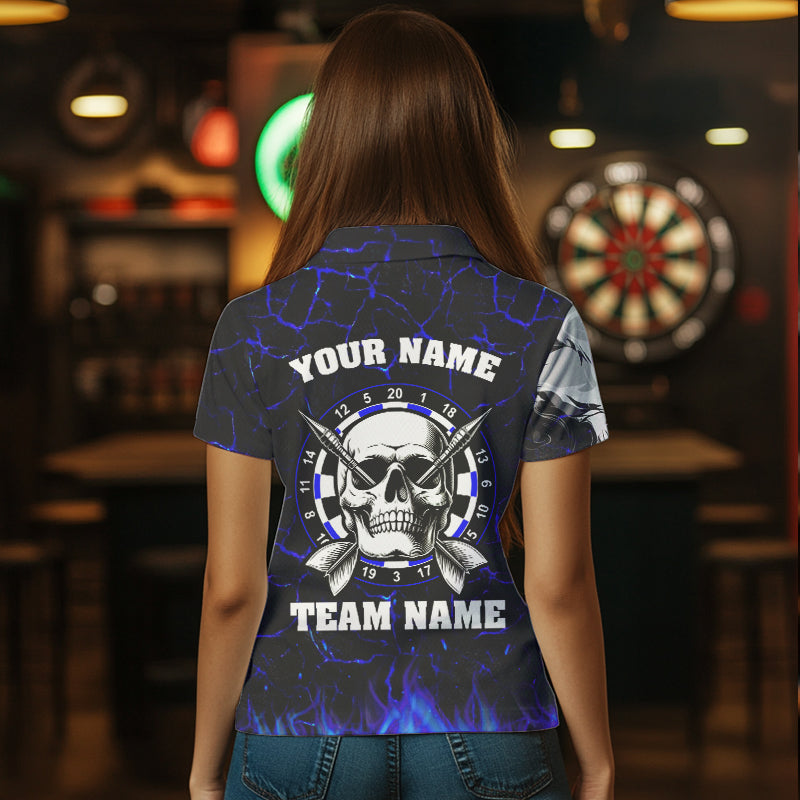 Personalized Blue Glowing Fire Crack Skull Dart Custom Dart Dart Team