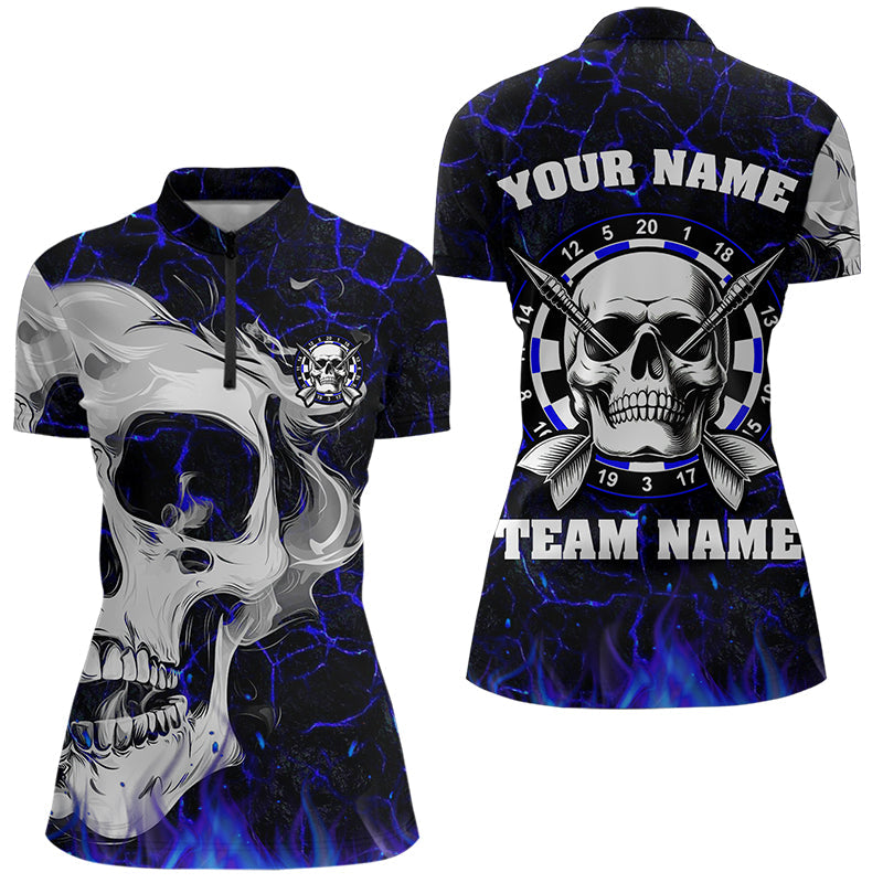 Personalized Blue Glowing Fire Crack Skull Dart Custom Dart Dart Team