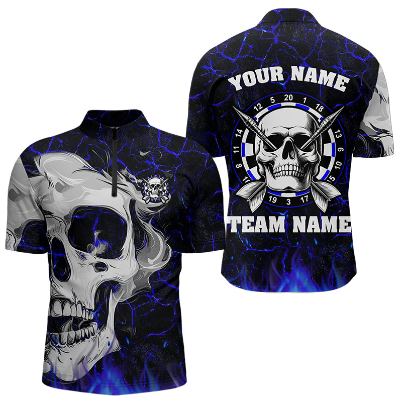 Personalized Blue Glowing Fire Crack Skull Dart Custom Dart Dart Team