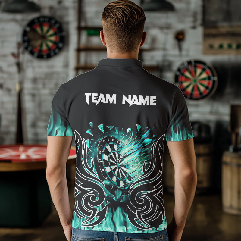 Personalized Turquoise Flaming Darts Custom Fire Dart Team