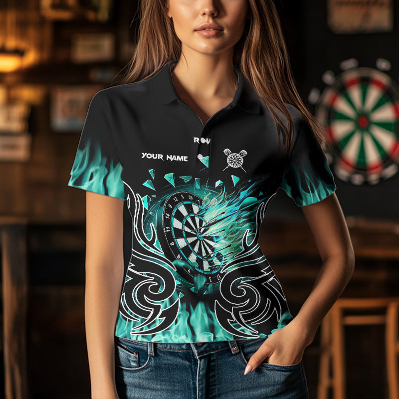 Personalized Turquoise Flaming Darts Custom Fire Dart Team