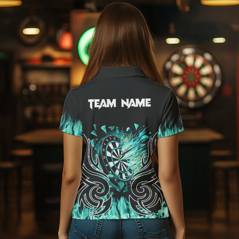 Personalized Turquoise Flaming Darts Custom Fire Dart Team