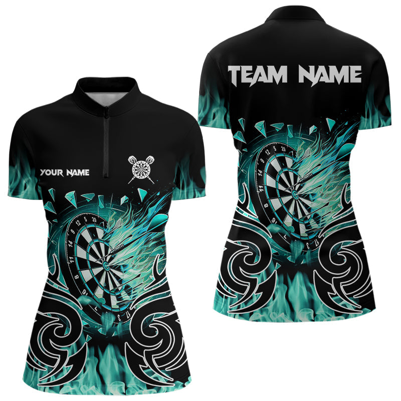 Personalized Turquoise Flaming Darts Custom Fire Dart Team