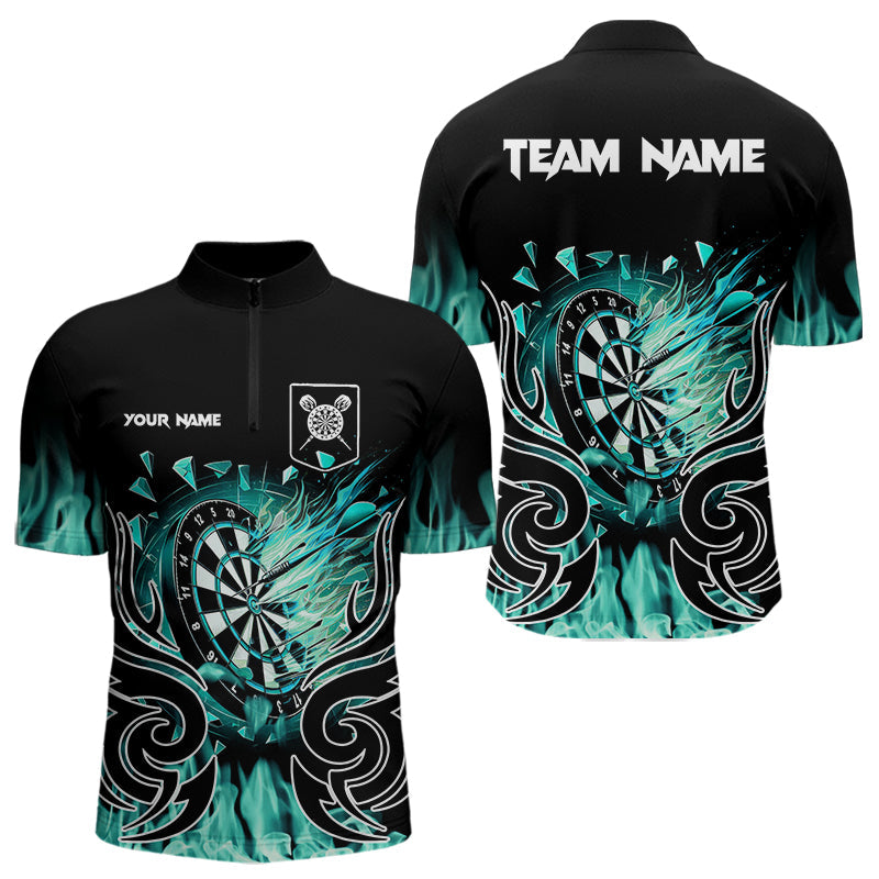 Personalized Turquoise Flaming Darts Custom Fire Dart Team