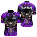 Purple Flame American Flag Eagle Custom 3D Dart, Patriotic Darts League Team