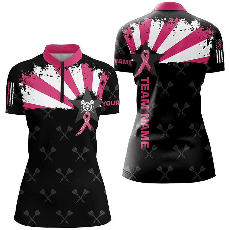 Pink Breast Cancer Awareness Grunge Darts and Quarter-Zip Custom Darts