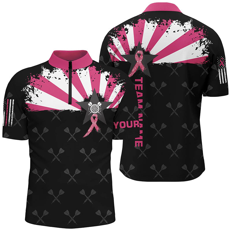 Pink Breast Cancer Awareness Grunge Darts and Quarter-Zip Custom Darts