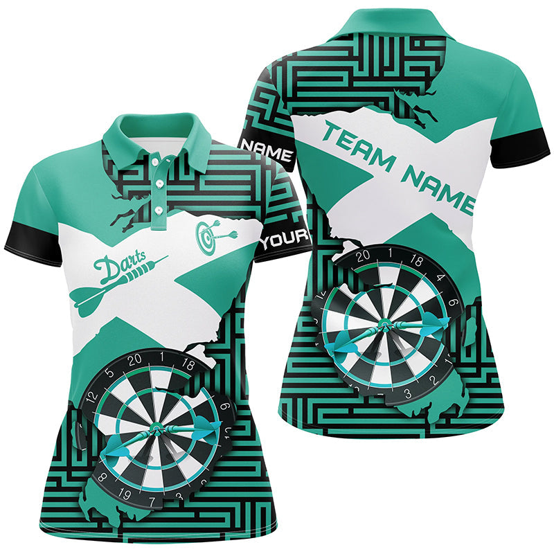 Personalized Turquoise Funny Crack Darts Board Men and Quarter-Zip, Darts Team