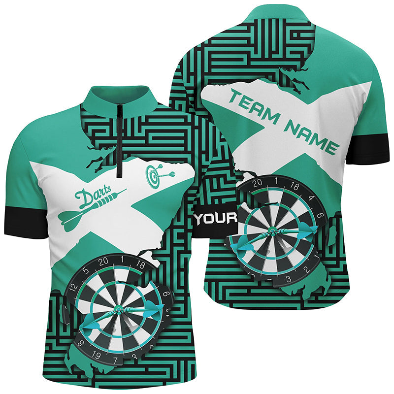 Personalized Turquoise Funny Crack Darts Board Men and Quarter-Zip, Darts Team