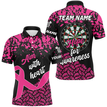 Aim With Heart Hope For Awareness Custom Dart, Breast Cancer Pink Ribbon Darts