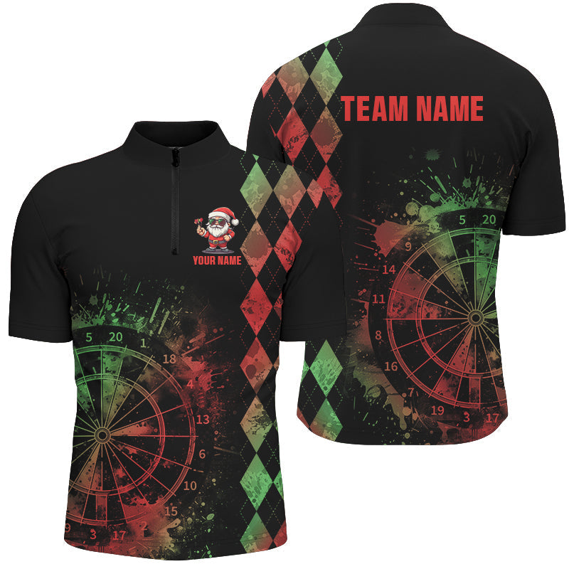 Green And Red Grunge Dartboard Custom Argyle Pattern Men Dart, Funny Christmas Dart