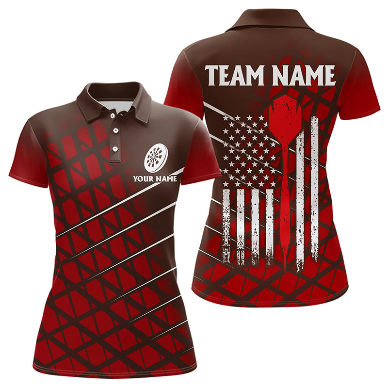 Personalized Red Geometric Grunge US Flag Dart Custom Patriotic Darts Team