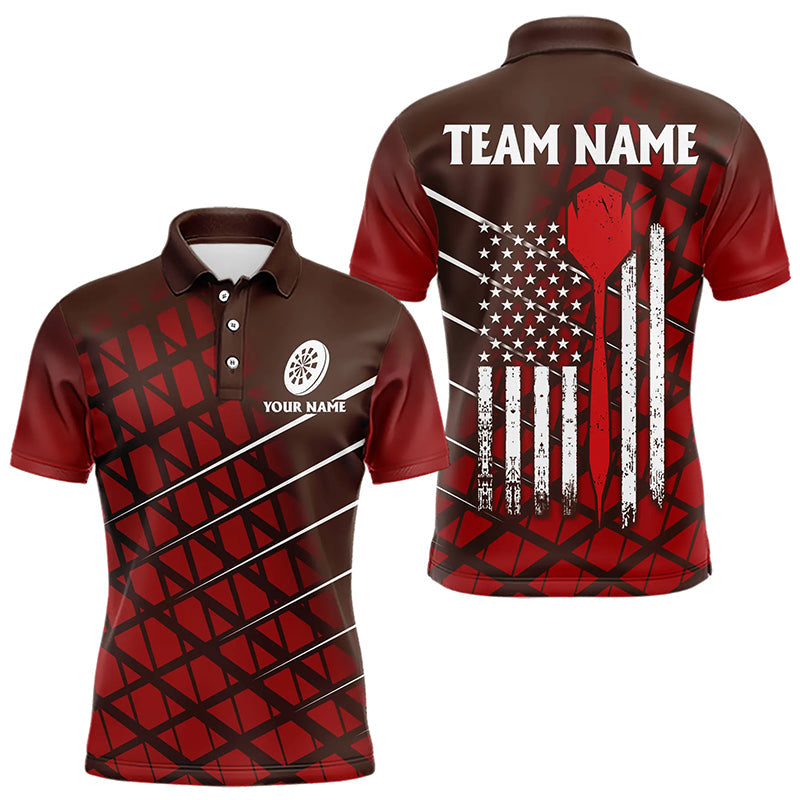 Personalized Red Geometric Grunge US Flag Dart Custom Patriotic Darts Team