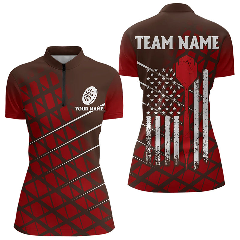 Personalized Red Geometric Grunge US Flag Dart Custom Patriotic Darts Team