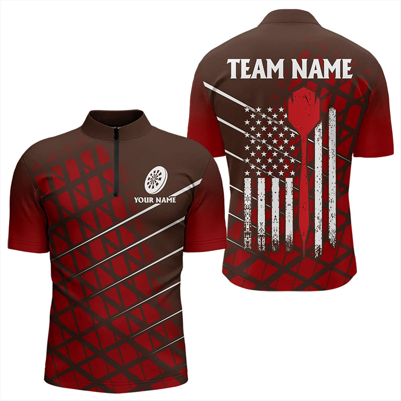 Personalized Red Geometric Grunge US Flag Dart Custom Patriotic Darts Team