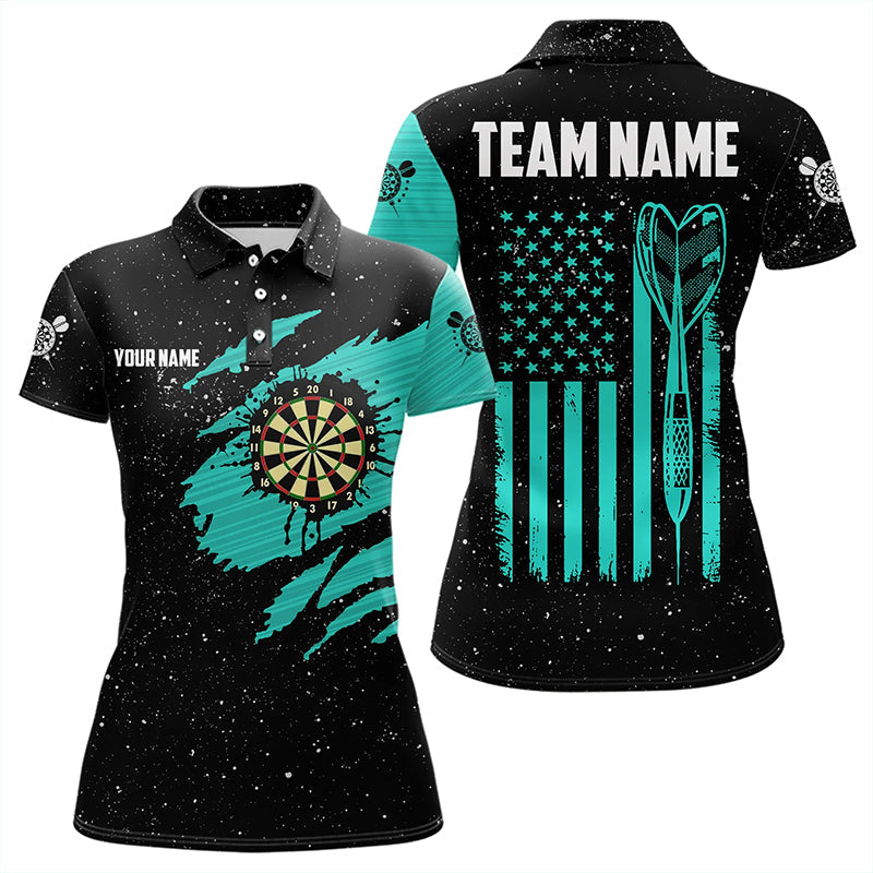 Customized Turquoise Grunge American Flag Men Dart Custom Patriotic Team Dart