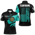 Customized Turquoise Grunge American Flag Men Dart Custom Patriotic Team Dart