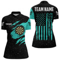 Customized Turquoise Grunge American Flag Men Dart Custom Patriotic Team Dart