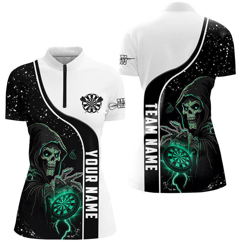 Turquoise Death Skeleton Darts Men and Quarter-Zip Custom Darts For Team Darts