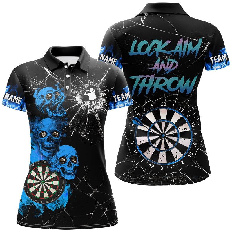 Look Aim And Throw Smoke Skull Custom Break Glass Pattern Men Dart Funny Saying Dart