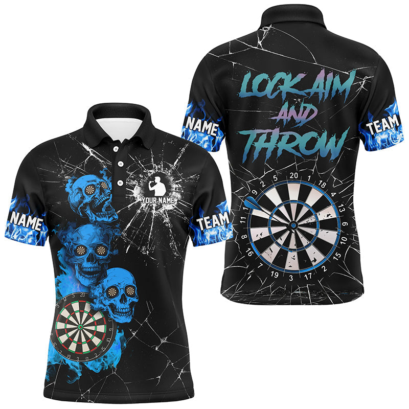 Look Aim And Throw Smoke Skull Custom Break Glass Pattern Men Dart Funny Saying Dart