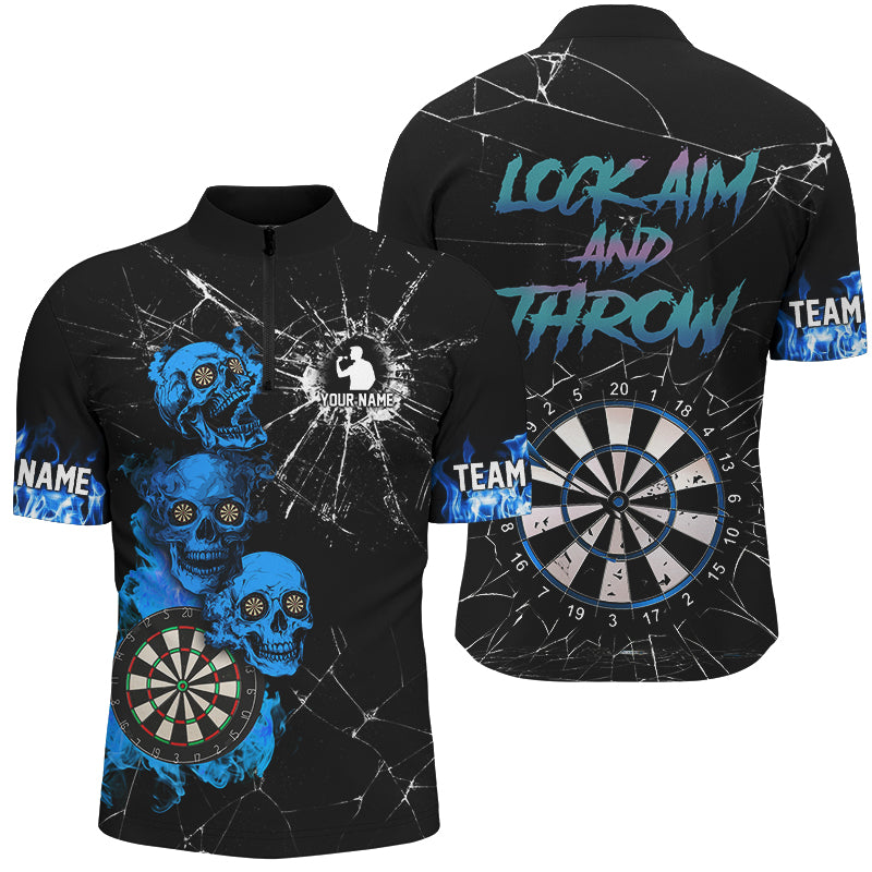 Look Aim And Throw Smoke Skull Custom Break Glass Pattern Men Dart Funny Saying Dart