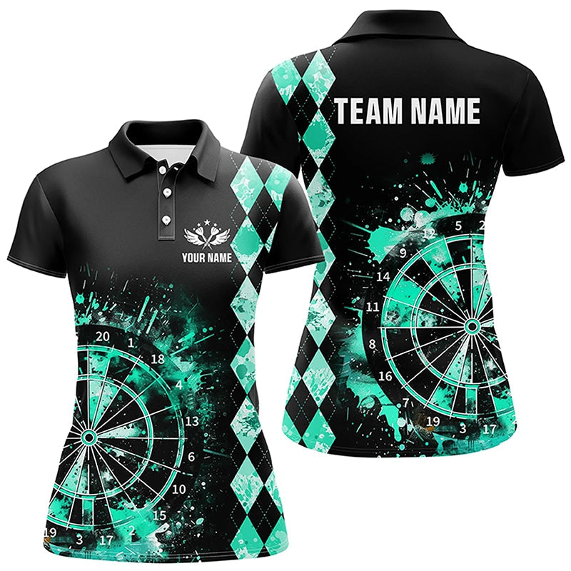 Custom Turquoise Grunge Dartboard Argyle Pattern Dart, Best Darts Team