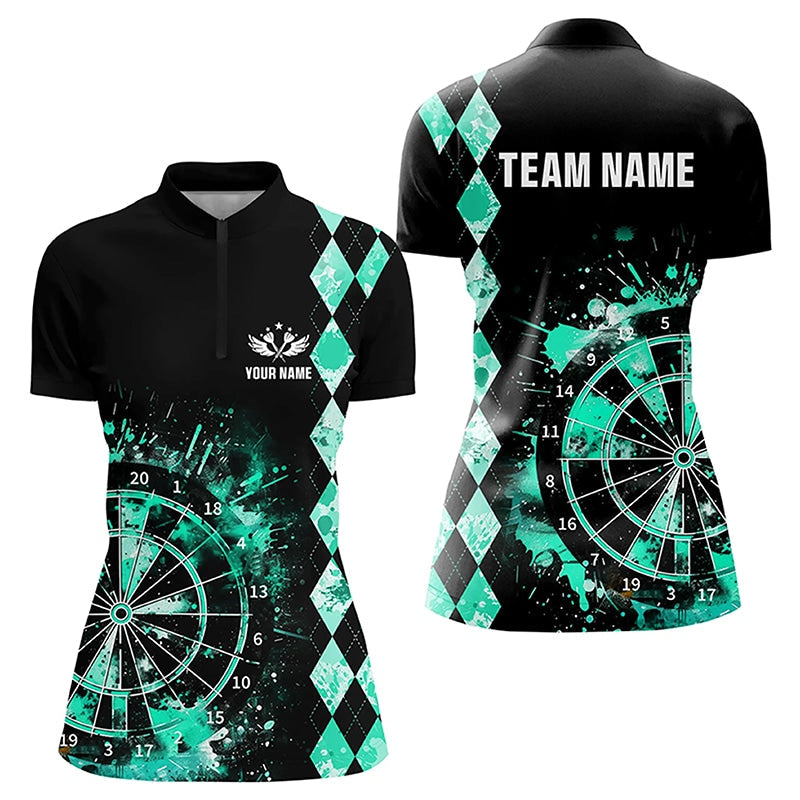 Custom Turquoise Grunge Dartboard Argyle Pattern Dart, Best Darts Team