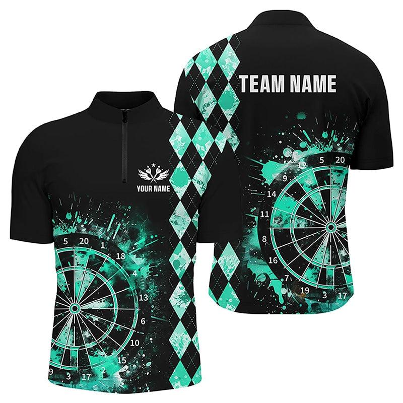 Custom Turquoise Grunge Dartboard Argyle Pattern Dart, Best Darts Team