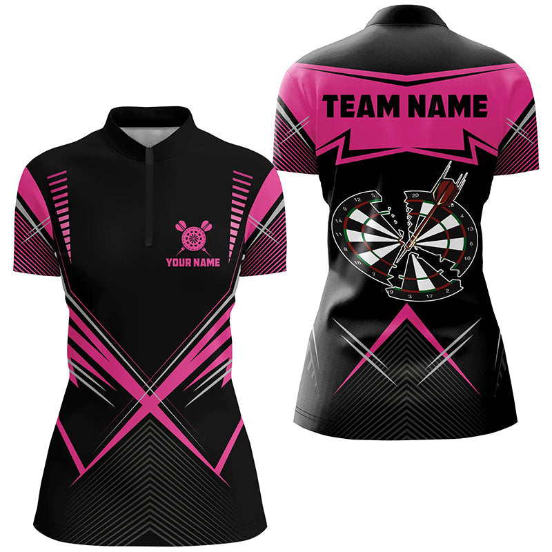 Funny Crack Darts Board Custom Darts and Quarter-Zip, Pink Darts Team