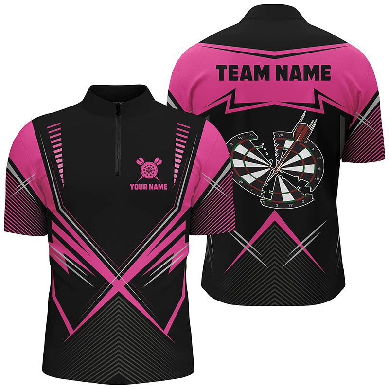 Funny Crack Darts Board Custom Darts and Quarter-Zip, Pink Darts Team