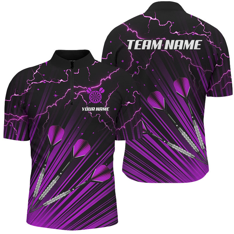 Purple Dart Arrow Lightning Custom Darts, Quarter-Zip, Darts Uniform