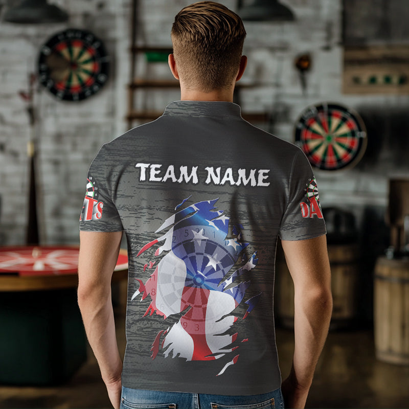 Personalized Grey Grunge American Flag Darts Custom Patriotic Darts Team