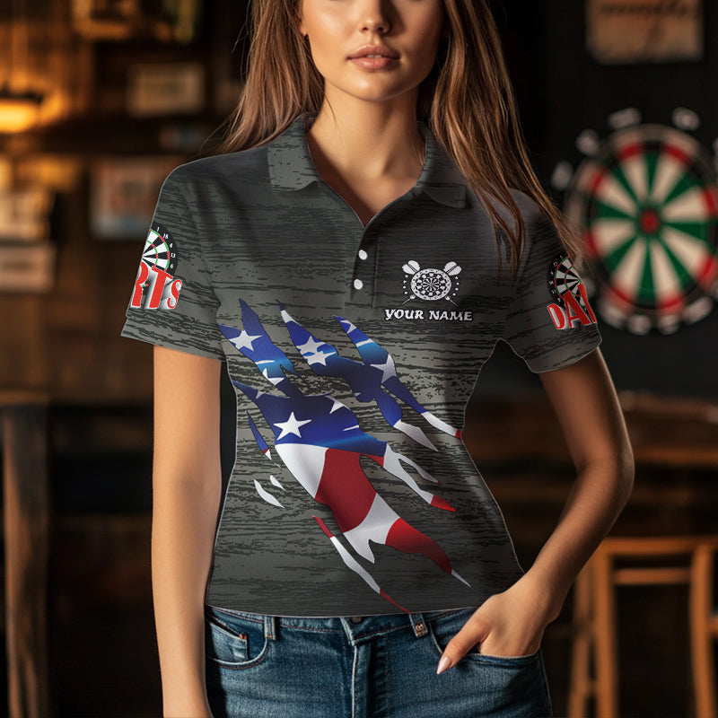 Personalized Grey Grunge American Flag Darts Custom Patriotic Darts Team