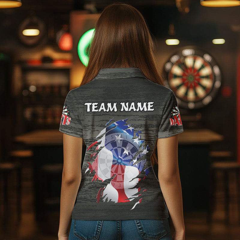 Personalized Grey Grunge American Flag Darts Custom Patriotic Darts Team
