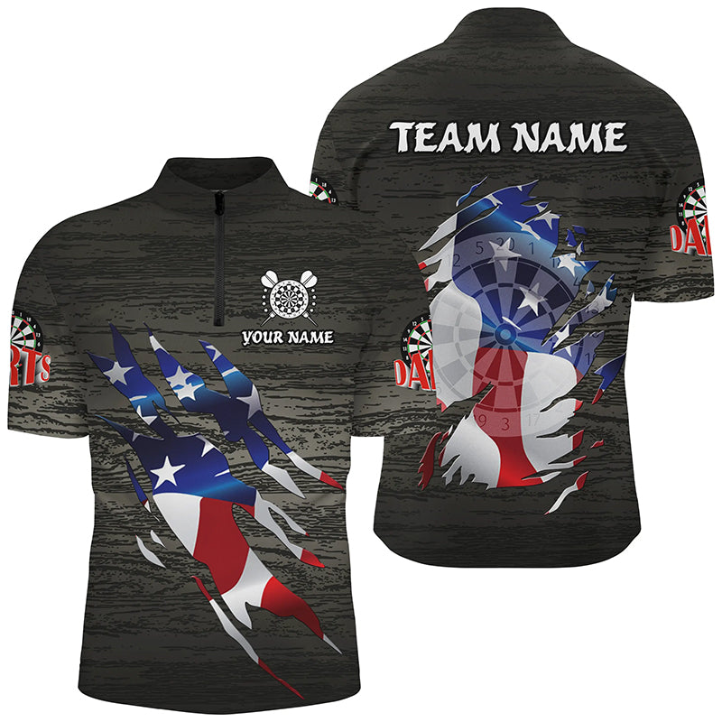 Personalized Grey Grunge American Flag Darts Custom Patriotic Darts Team