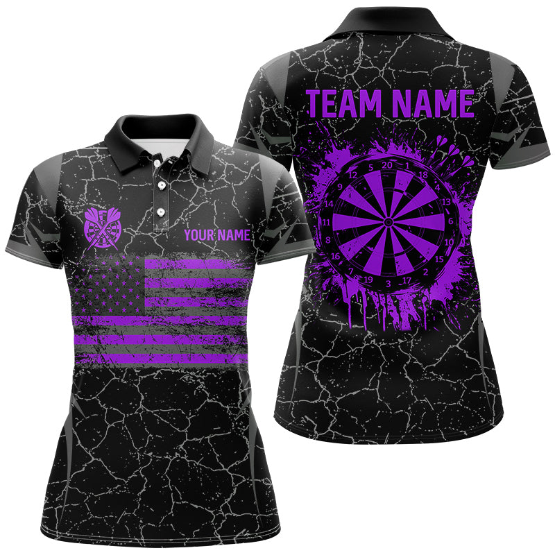 Personalized Purple Retro US Flag Patriotic Men Dart, Crack Pattern Grunge Dart